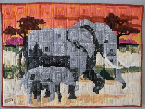 Olifant moeder en kind 80 X 100 cm Geboorte quilt voor kleindochter TIRZA